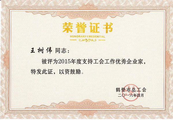 优秀企业家称号证书